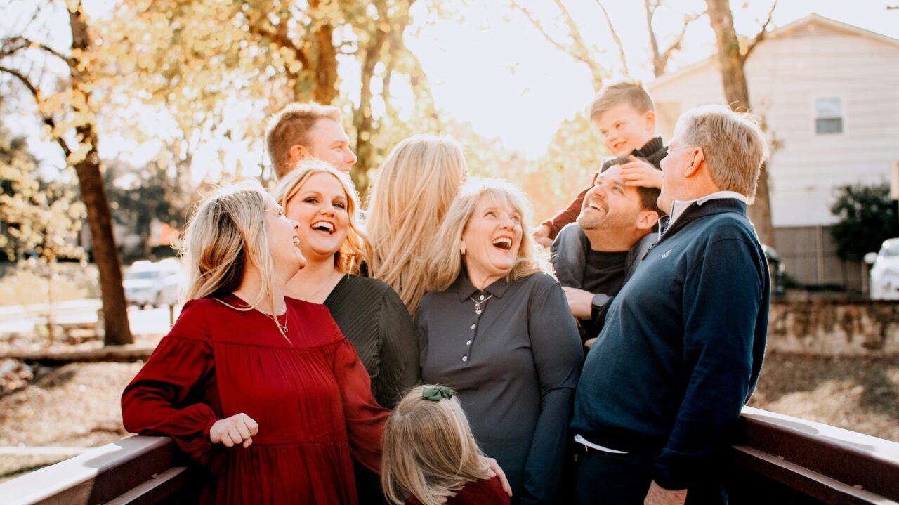 Family sharing a happy moment together outdoors